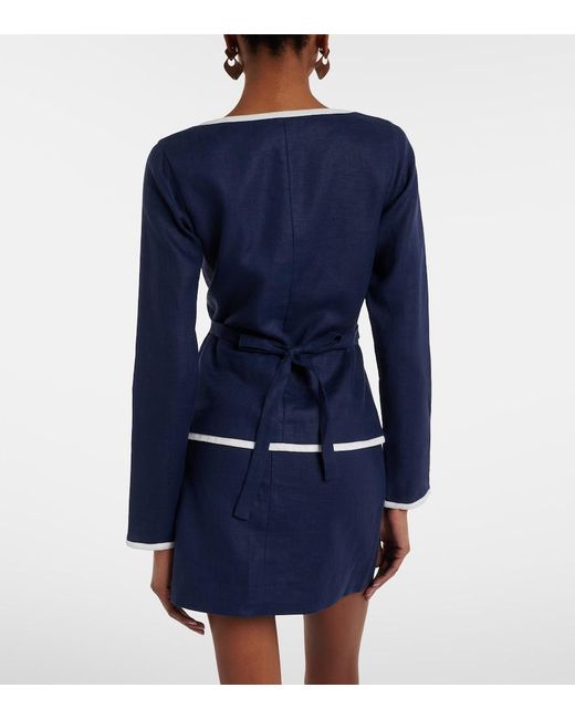 Faithfull The Brand Blue Molly Linen Blazer