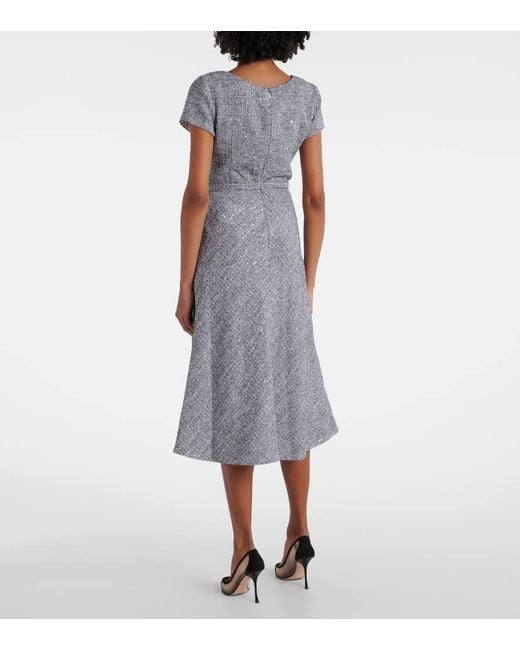Alessandra Rich Gray Sequined Tweed Midi Dress