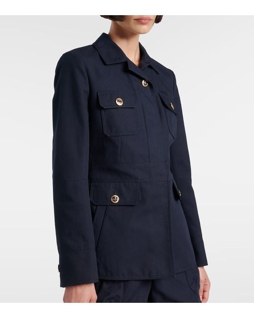 Gucci Blue Cotton Canvas Jacket With Embroidery