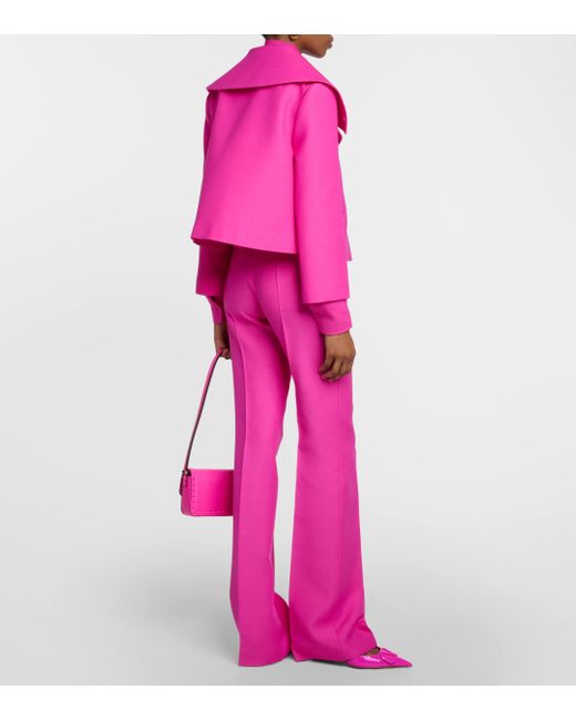 Valentino Pink Cropped Wool And Silk Jacket