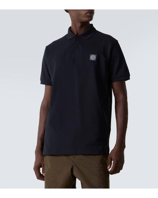 Stone Island Polohemd Compass Aus Baumwoll-Pique in Black für Herren