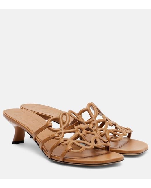 Loewe Brown Petal Anagram 45 Leather Mules