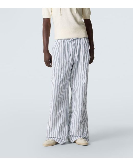 Dolce & Gabbana Blue Striped Poplin Wide-Leg Pants for men