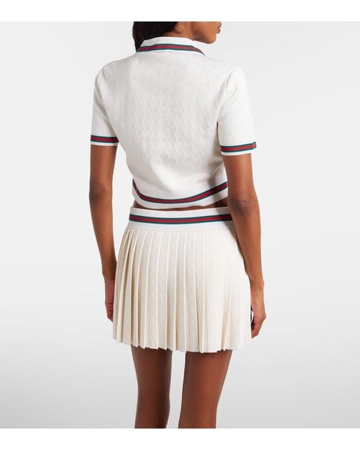 Gucci White Gg Jacquard Polo Shirt