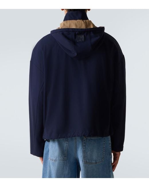 Chaqueta De Sarga De Algodon Con Capucha Loewe de hombre de color Blue