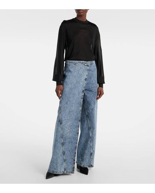 Alaïa Blue Wide-Leg Wrap Jeans