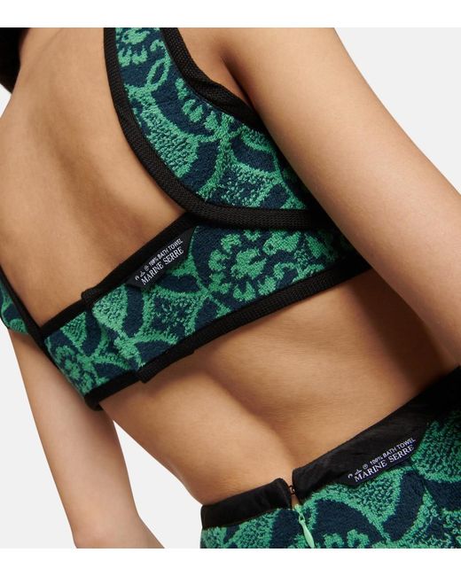 MARINE SERRE Green Printed Terry Bralette