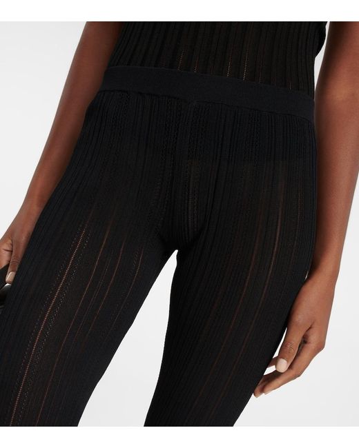 Petar Petrov Black Giulio Ribbed-Knit Flared Pants