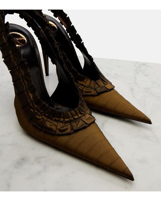 Saint Laurent Brown Madeleine Taffeta Slingback Pumps