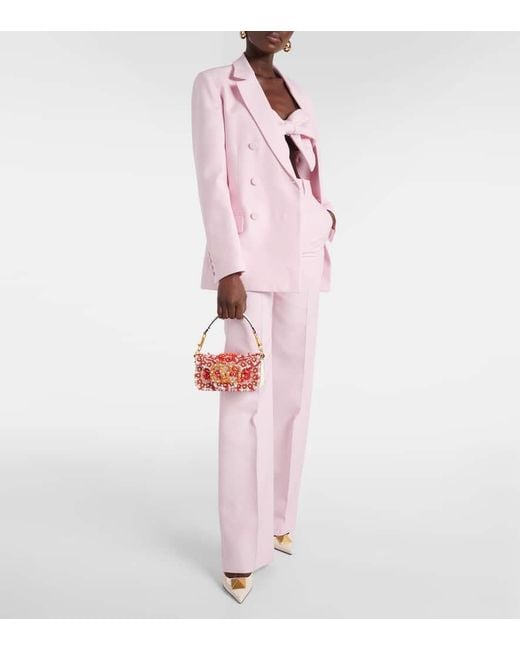 Valentino Pink Double-Breasted Wool And Silk Blazer