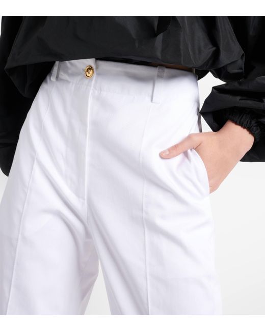 Patou White High-rise Cotton Wide-leg Pants