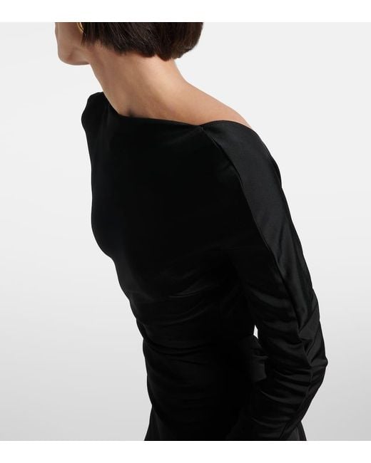 David Koma Black Gathered Jersey Gown