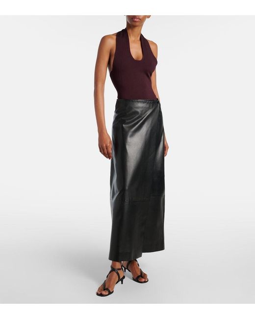 Khaite Purple Toto Knitted Open-Back Bodysuit