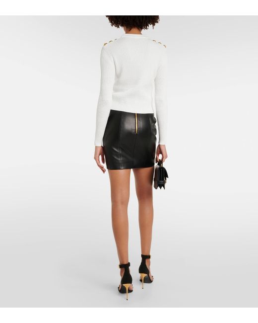 Balmain White Embellished Knitted Top