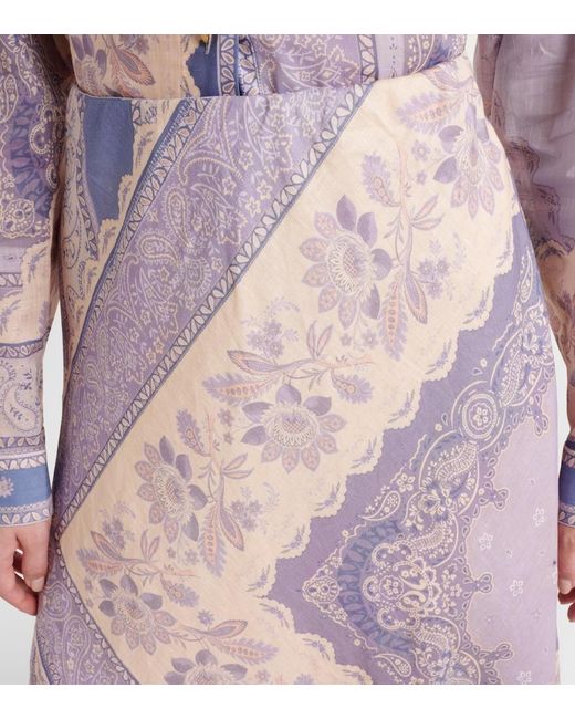 Zimmermann Purple Printed Lucky Bias Maxi Skirt