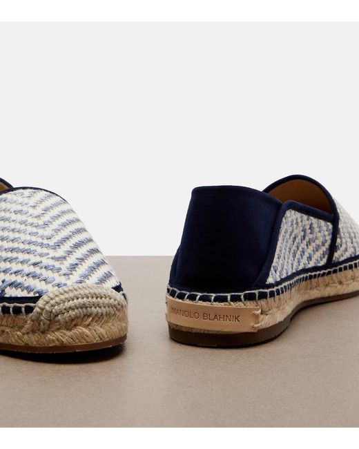 Manolo Blahnik White Espadra Raffia-Effect Espadrilles