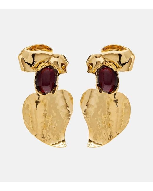Saint Laurent Metallic Embellished Clip-On Earrings