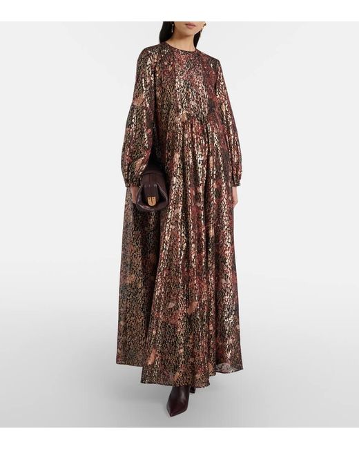 Robe Longue Zinnia En Soie Melangee Max Mara en coloris Brown
