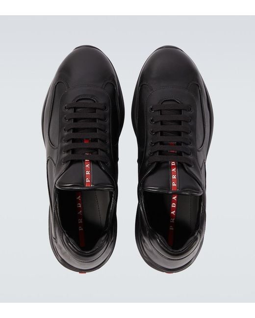 Prada Black America's Cup Leather Sneakers for men