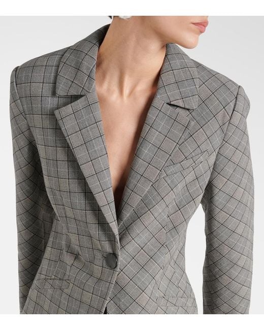 Ganni Gray Checked Blazer