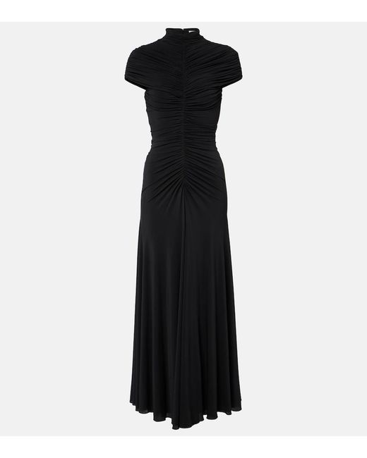 Alaïa Black Gathered Maxi Dress