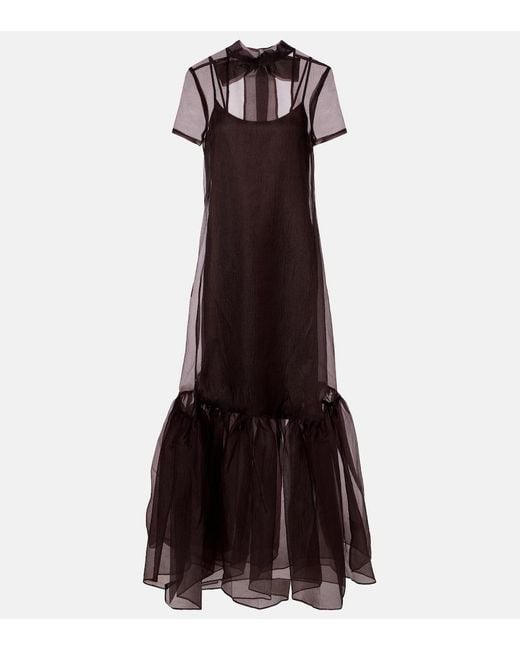 Staud Brown Calluna Organza Maxi Dress