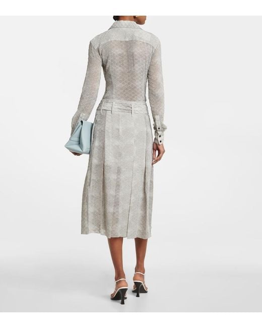 Victoria Beckham Gray Snake-Print Crepe De Chine Wrap Skirt