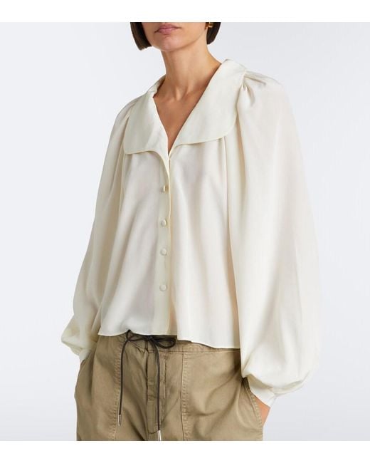 FRAME White Gala Silk Georgette Blouse