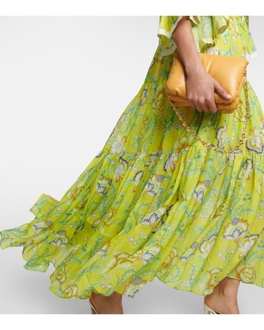 Dorothee Schumacher Green Floral Ramie Maxi Dress