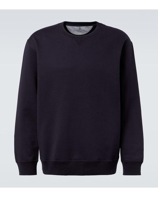 Sudadera En Mezcla De Algodon Brunello Cucinelli de hombre de color Blue