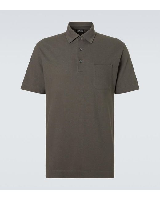 Zegna Gray Cotton Pique Polo Shirt for men