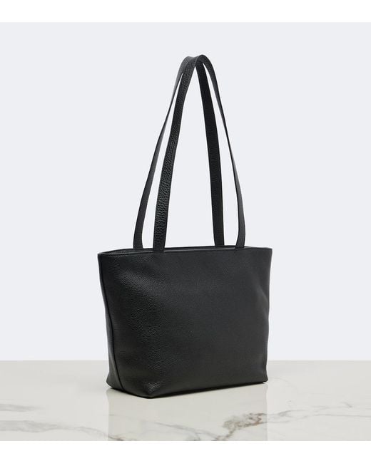 The Row Black Parker Medium Leather Tote Bag