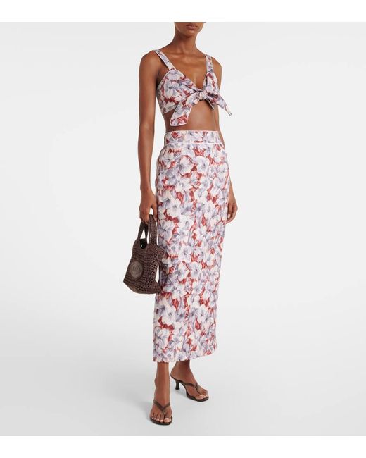 Posse Multicolor Emma Floral Linen Maxi Skirt