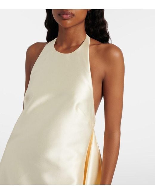Self-Portrait Natural Fringed Satin Minidress