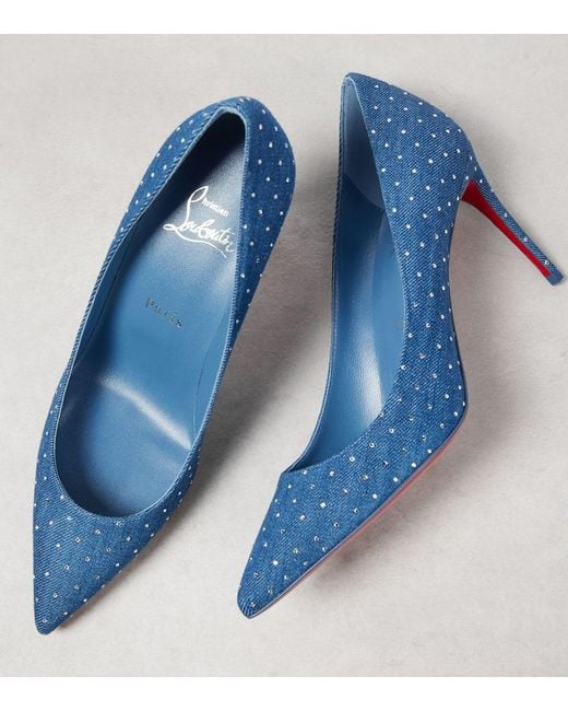 Christian Louboutin Blue Kate 85 Embellished Denim Pumps