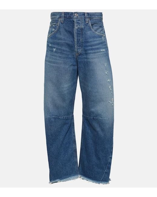 Citizens of Humanity Blue High-Rise Barrel Jeans Horseshoe