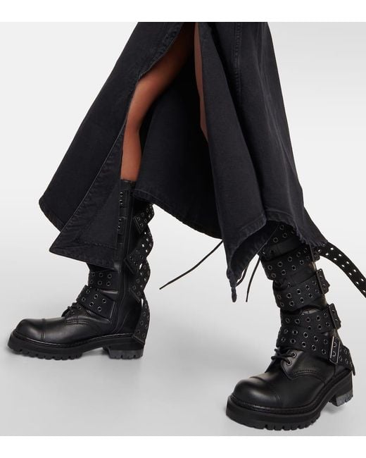 Stivali in pelle con borchie di Junya Watanabe in Black