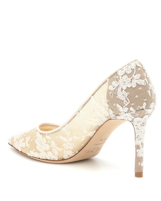 Romy 85 ivory floral lace best sale pumps