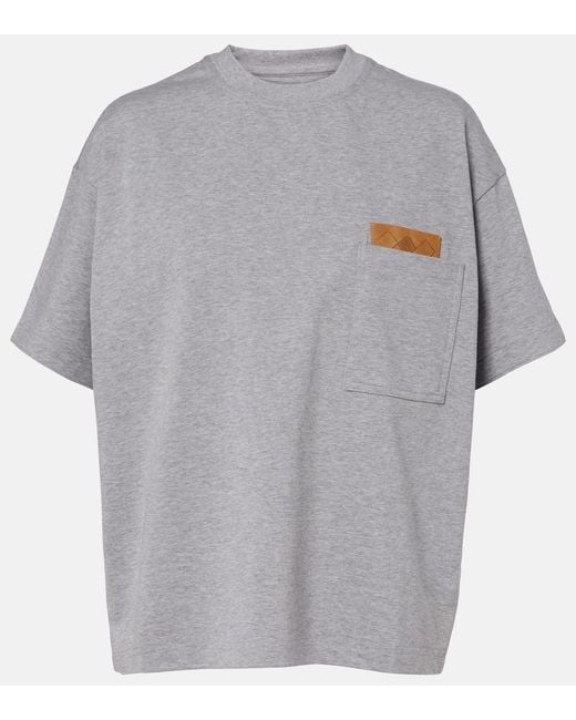 Bottega Veneta Gray Intrecciato Cotton-Blend Jersey T-Shirt