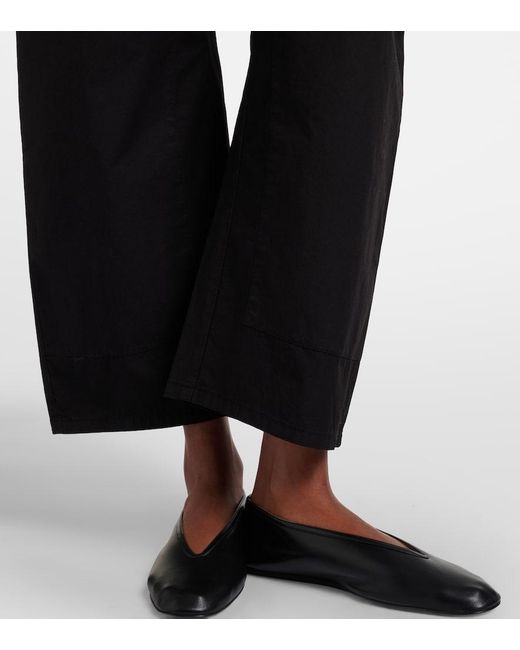 Leset Black Kyoto Cropped Cotton Wide-Leg Pants