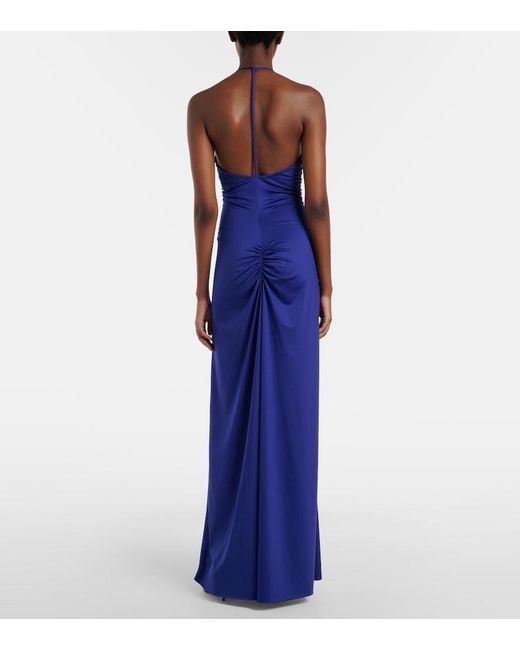 Victoria Beckham Blue Ruched Maxi Dress