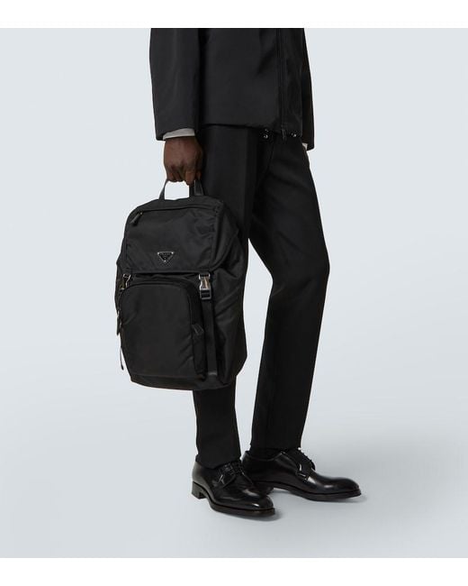 Prada Black Re-Nylon Logo Backpack for men