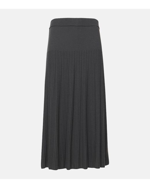 Jupe Midi En Maille De Laine Joseph en coloris Gray