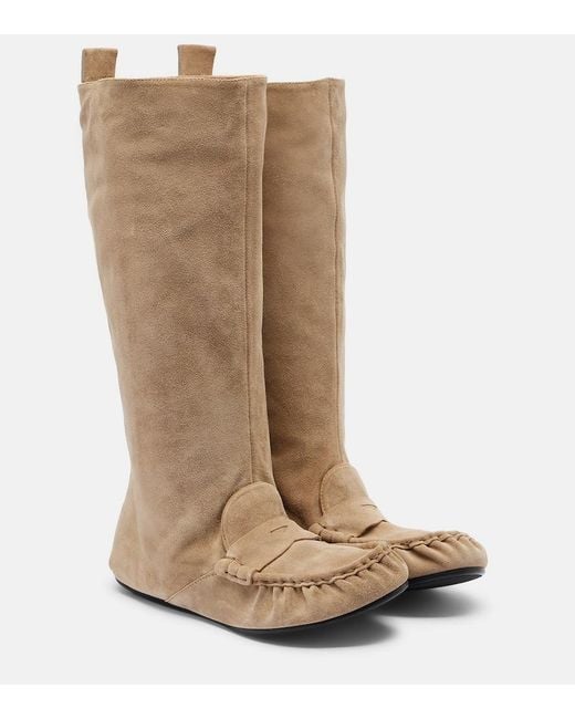 Acne Natural Suede Knee-High Boots