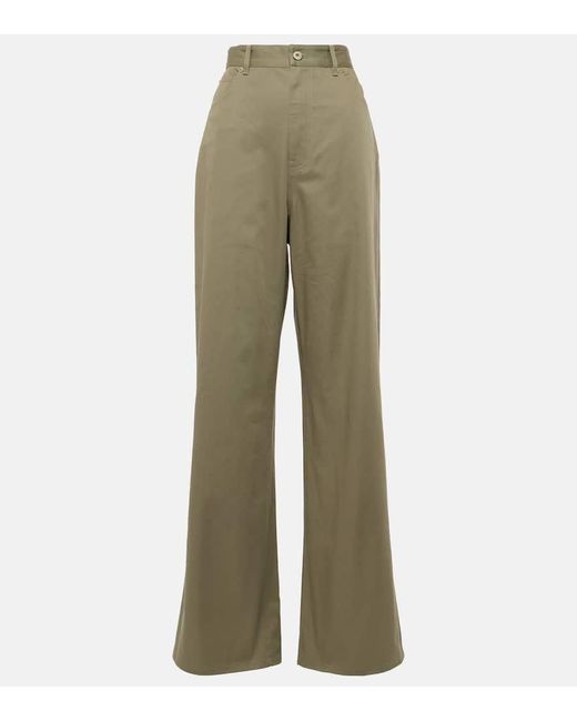 Pantalones anchos de dril de algodon de tiro alto Loewe de color Green