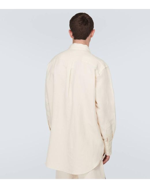 Camisa de algodon y lino a rayas J.W. Anderson de hombre de color White