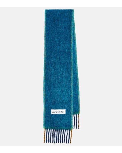 Bufanda de mezcla de lana y alpaca Acne de color Blue