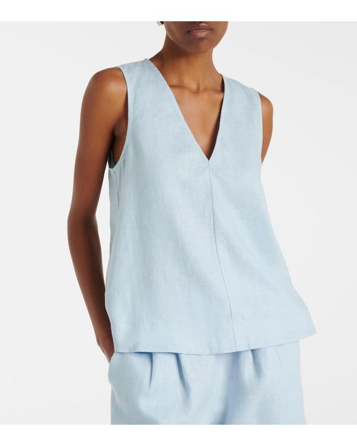 Asceno Blue Manta Linen Top