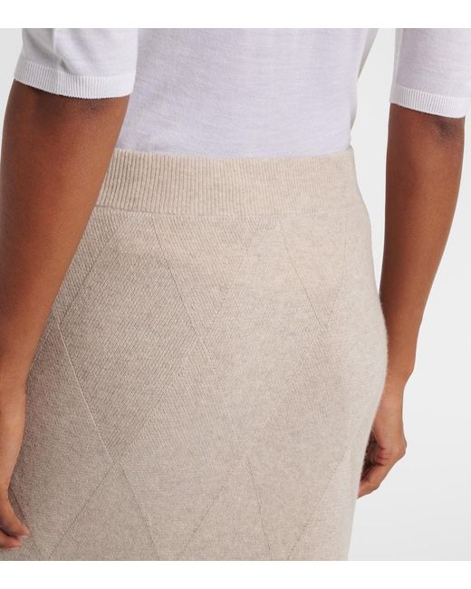 Max Mara Natural Salubre Argyle Cashmere Midi Skirt