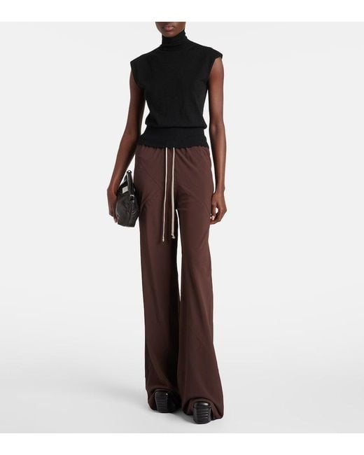 Rick Owens Brown Dietrich Drawstring Crepe Cady Straight Pants